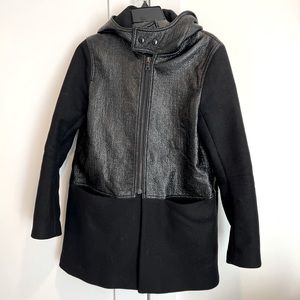 Sandro black wool / patent coat. Size 8.